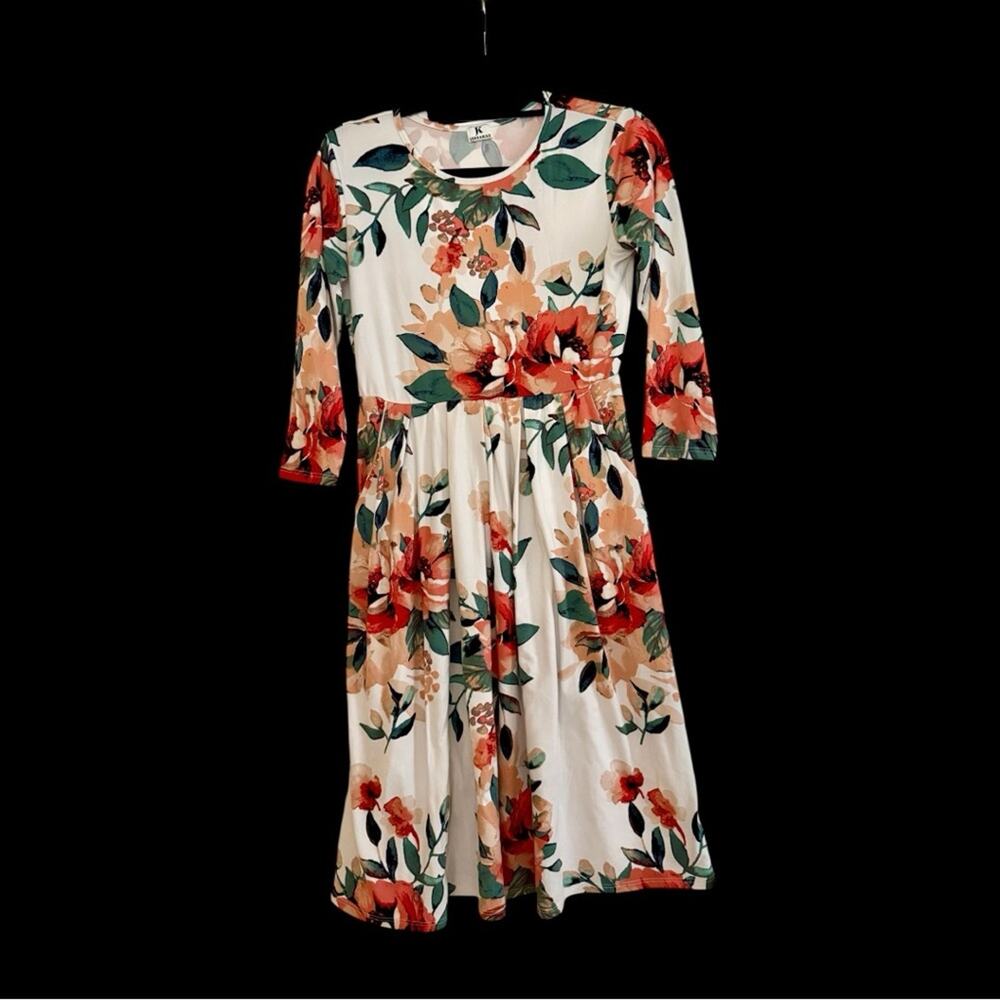 JessaKae Floral Midi Dress - Red and Green